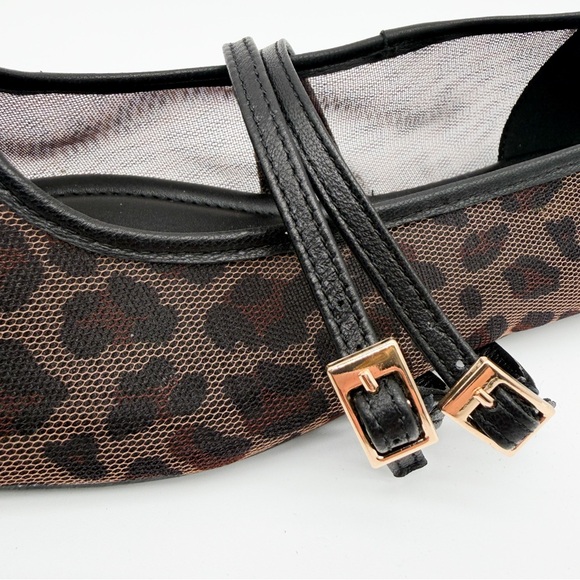 Kenneth Cole Mackenzie Leopard Mesh Ballet Flats Animal Print Black Brown 11 NEW - Picture 10 of 16